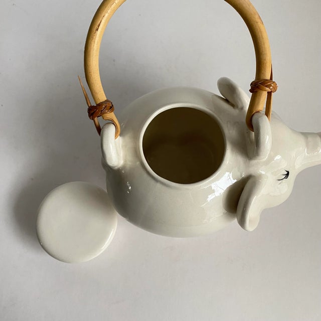 Cream Vintage Elephant Tea Set Teapot & 4 Cups Signed For Sale - Image 8 of 13