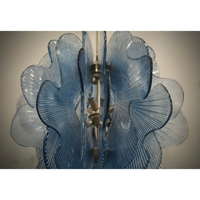 Murano Aqua Blu Glass Chandeliers and Pendant in the style of Fontana Arte, 1990s For Sale - Image 6 of 10