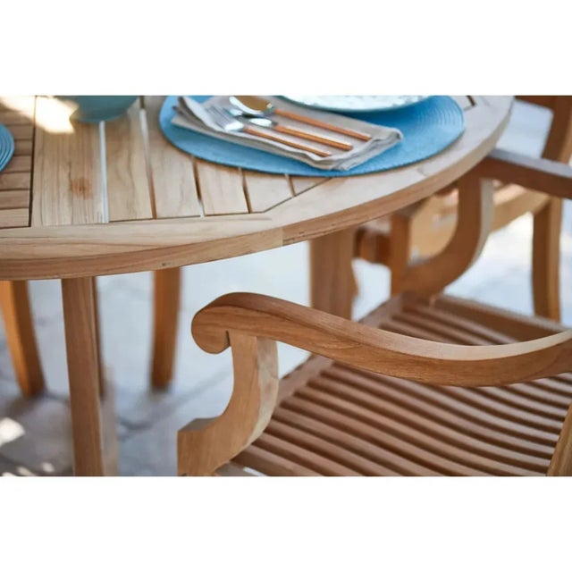 Hi Teak Curtis Round Outdoor Dining Table For Sale In Washington DC - Image 6 of 7