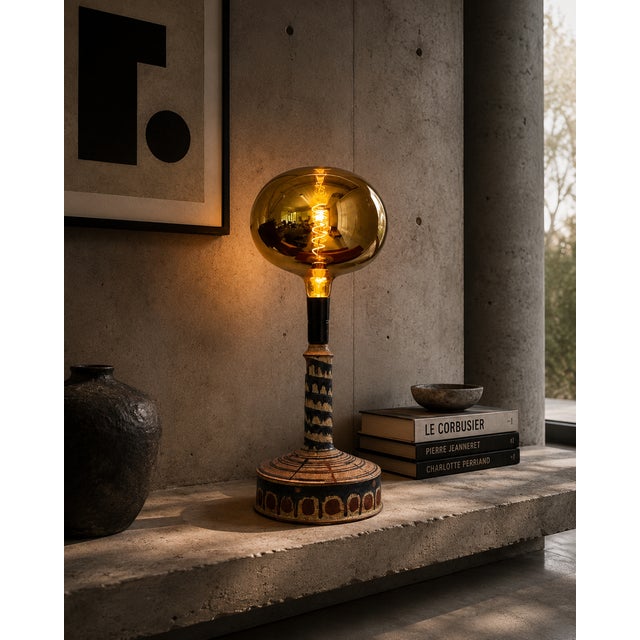 Ceramic Glazed Stoneware Table Lamp by Jette Hellerøe for Axella, 1960s For Sale - Image 7 of 9