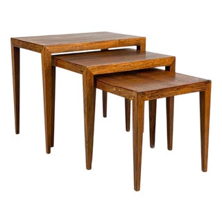Nesting Tables attributed to Severin Hansen Jr. for Haslev Møbelsnedkeri, Denmark, 1960s, Set of 3 For Sale
