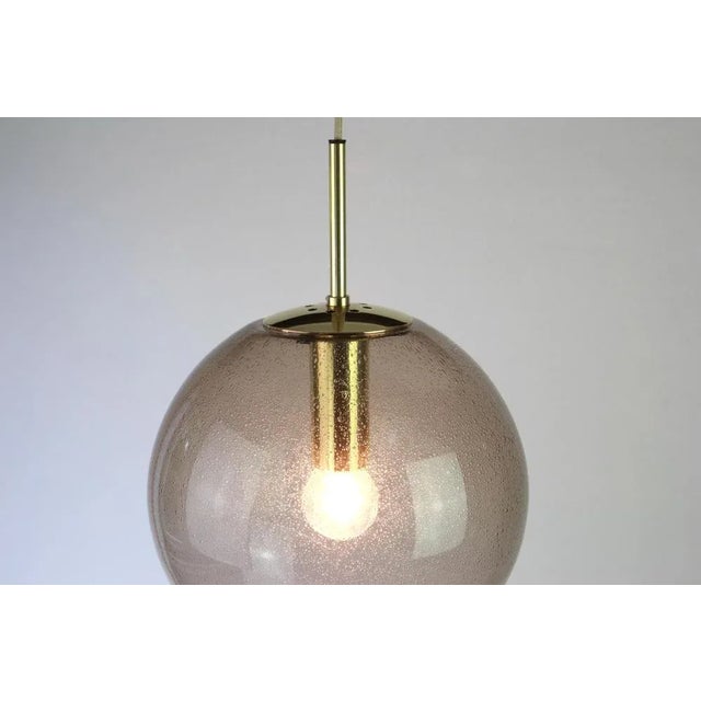 1970s Brass with Smoked Glass Ball Pendant from Limburg, Germany, 1970s For Sale - Image 5 of 13