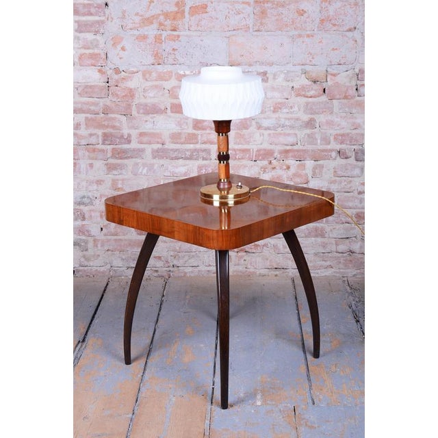 Mid-Century Table Lamp in Walnut, Brass and Glass, Czech, 1960s For Sale - Image 3 of 13