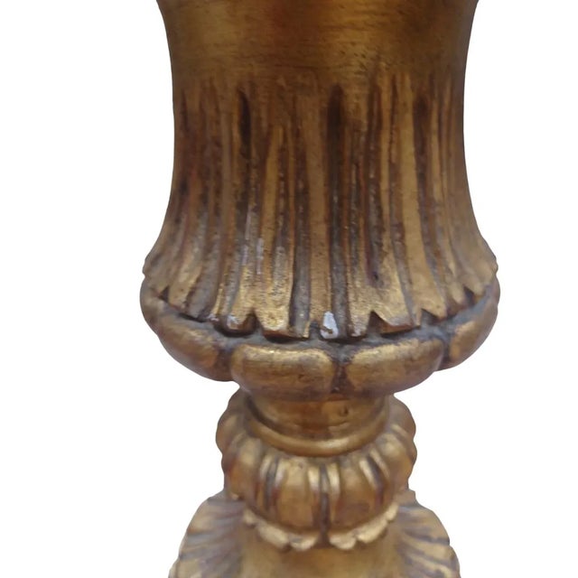 Boho Chic Vintage Carved Giltwood Table Lamp For Sale - Image 3 of 5