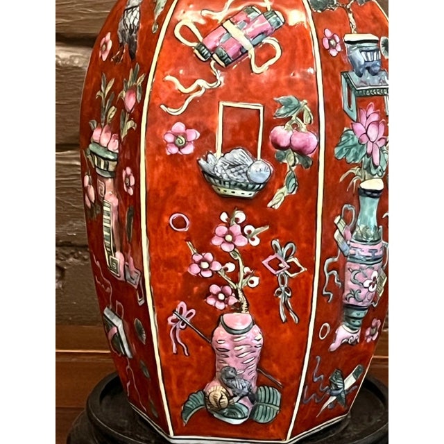 Chinese Early 20th Century Republic Period Chinese Coral Red Relief Porcelain Tea Caddy Jar Lid 10" For Sale - Image 3 of 6