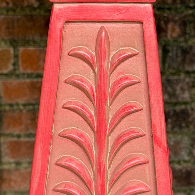 Red 2004 Serge Roche Style Palm Beach Regency Coral Plaster Obelisk Table Lamps by Pieri Creations - A Pair For Sale - Image 8 of 17