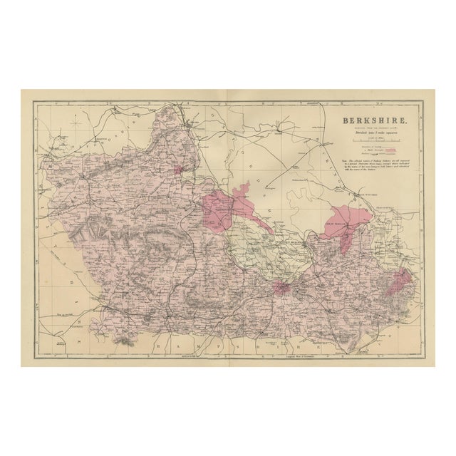 Antique Map of Berkshire, 1885 For Sale