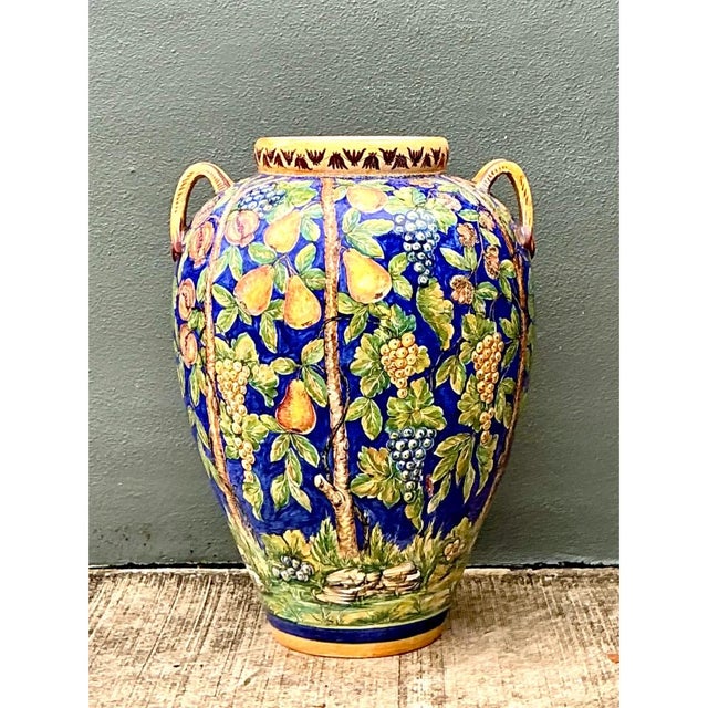 Vintage Italian Hand-Painted Ceramic Urn For Sale - Image 11 of 12
