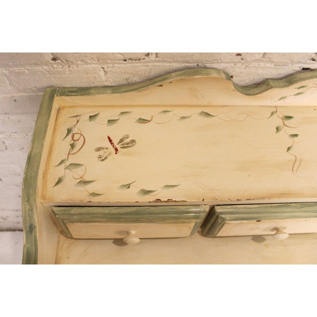 Mid 20th Century Antique Style Hand-Painted Desk With Dragonfly and Ivy Motifs For Sale - Image 12 of 16