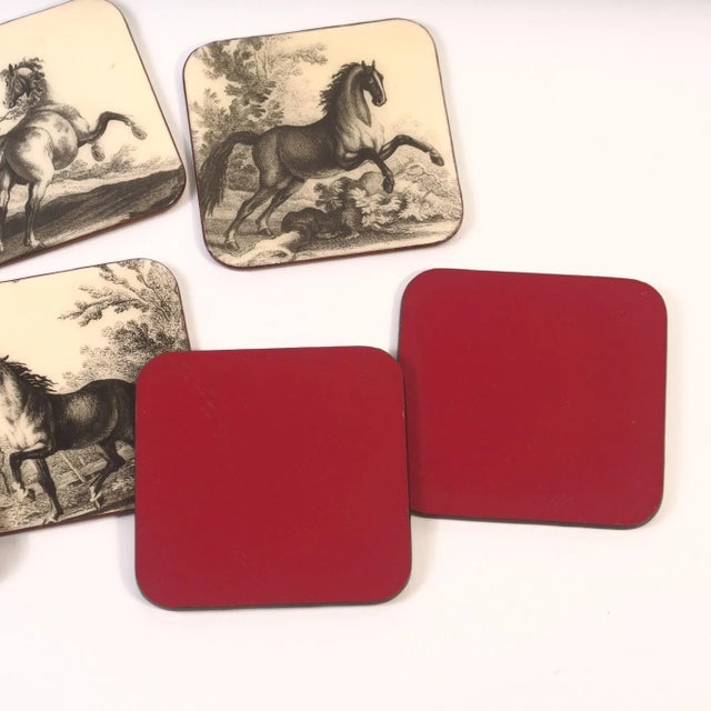 Horse Coasters: 1950s Italian Lacquerware, Equestrian Decor (Set of 6) For Sale In Rochester - Image 6 of 11