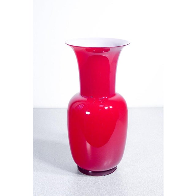 Red Opaline Glass Vase from Venini, 2003 For Sale - Image 9 of 14