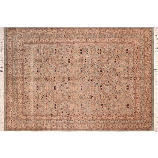 Green Shabby Chic Pak-Persian Green/Blue Wool Rug - 8'2'' X 9'10'' For Sale - Image 8 of 9