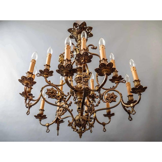 Originally a gas chandelier - the chandelier still has the original shut-off valves. Five main arms, from which three...