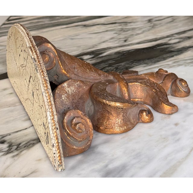 Gold Vintage Florentine Fleur De Lis Wall Shelf For Sale - Image 8 of 10