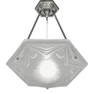 French Art Deco Pendant Chandelier by Muller Frerès - 1920s France For Sale