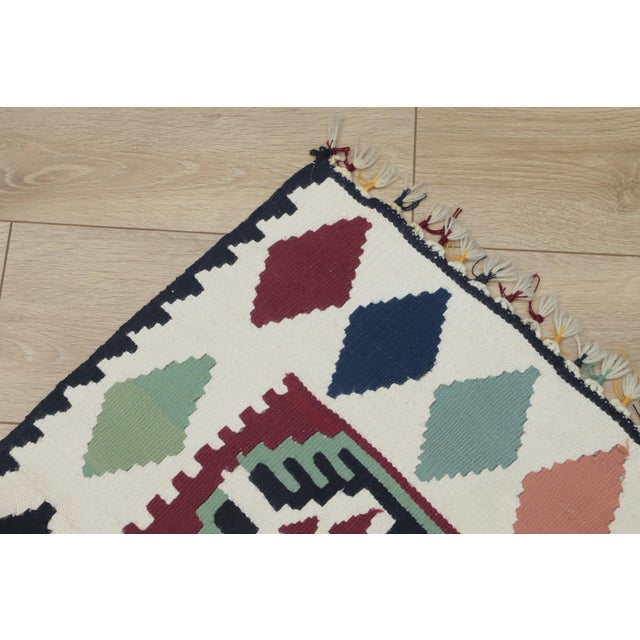 1960s Scandinavian Style Geometric Design Handmade Oushak Kilim Rug For Sale In Sacramento - Image 6 of 12