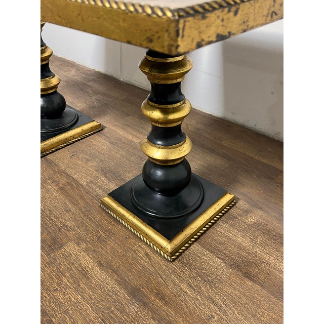 C. 1960s Neoclassical Gold Leaf and Lacquer Side Tables - A Pair For Sale - Image 9 of 9