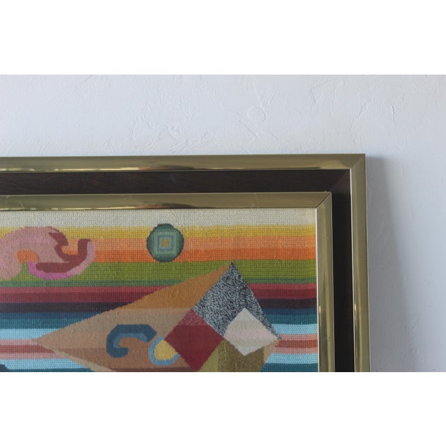 Vintage Needlepoint Tapestry Abstract Geometric Design Framed For Sale In Miami - Image 6 of 13