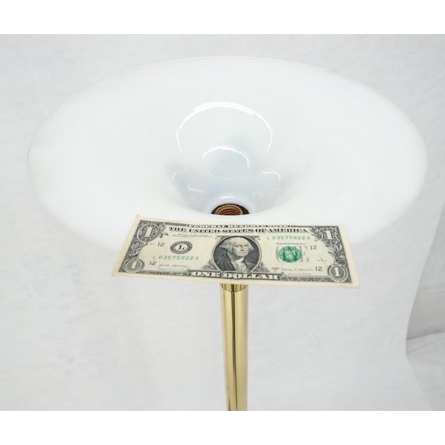 Mid-Century Modern Pair of Clover Shape Base Trumpet Shades Brass Floor Lamps c1970s For Sale - Image 3 of 18