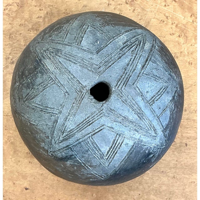Ceramic Vintage Geometric Patterned Ceramic Pot For Sale - Image 7 of 12