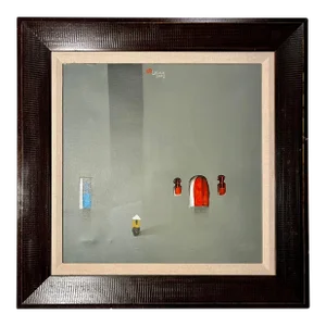 Original 2006 Le Tuong Vietnamese Artist Signed Oil on Canvas Painting 20" X 20"