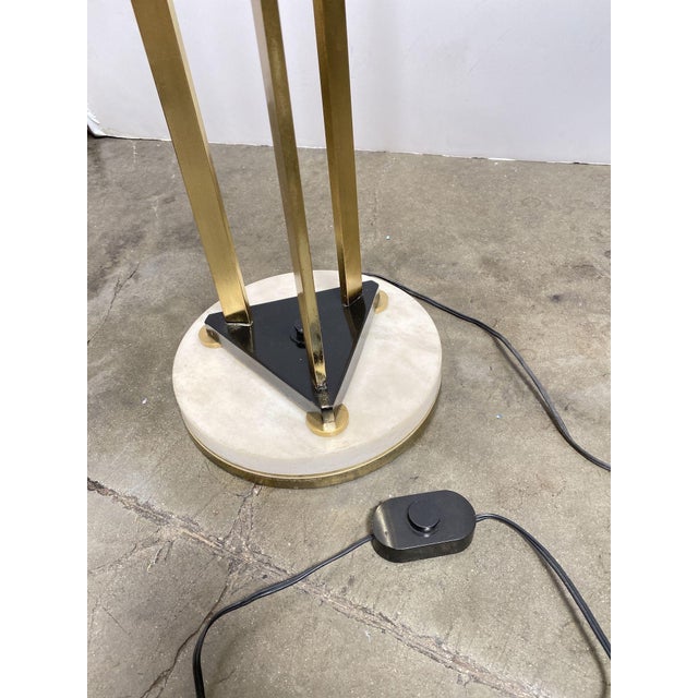 Metal 1980s Memphis Style Brass Chrome and Marble Torchiere Floor Lamp For Sale - Image 7 of 7