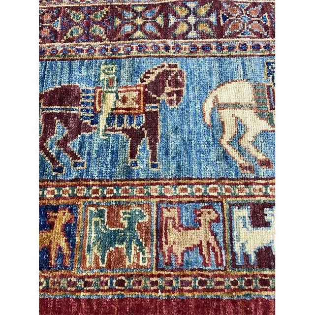 Textile Handwoven Animal Print Turkmen Style Area Rug 6'7"×9'10" For Sale - Image 7 of 12