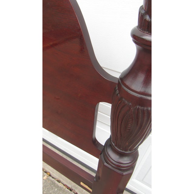 Brown 1980s Thomasville Queen Poster Bed Rice Cherry Carved For Sale - Image 8 of 10