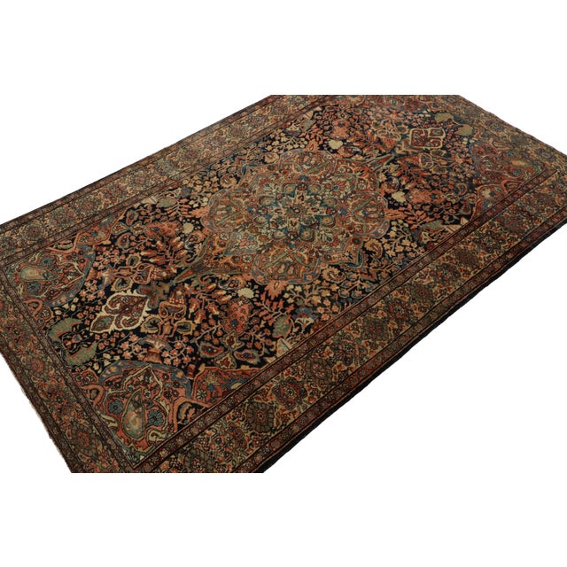 Antique Persian Sarouk Rug in Golden-Brown With Floral Patterns - Rug & Kilim For Sale In New York - Image 6 of 8