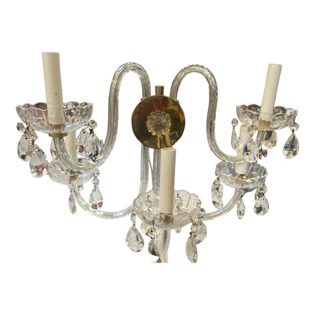 Hollywood Regency Crystal Wall Sconce 18x13 1930s For Sale