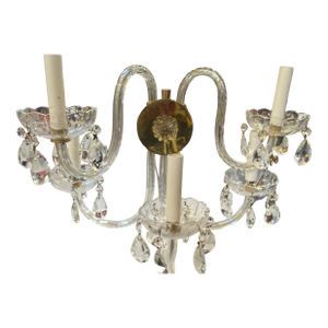 Hollywood Regency Crystal Wall Sconce 18x13 1930s
