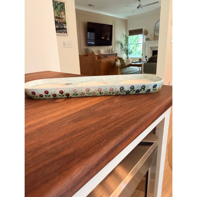 1990s Kathy Hatch Collection Hand-Painted Triple Bowl Serving Tray / Condiment Server For Sale In Charleston - Image 6 of 9