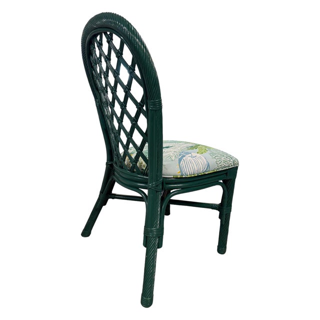 Mid 20th Century Rattan Dining Set in Rainforest Foliage Green - Set of 5 For Sale - Image 5 of 8