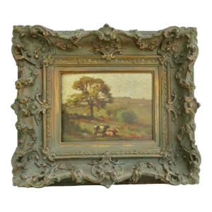 Carleton Wiggins Oil on Panel Pastoral With Cattle