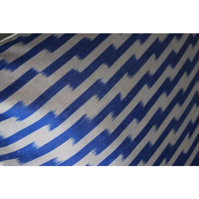 Contemporary Blue Silk Ikat Pillow For Sale - Image 3 of 7
