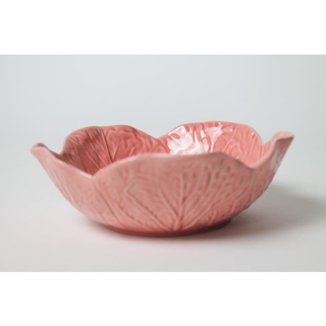 Hollywood Regency Bordallo Pinheiro Pink Cabbage Leaf Bowl For Sale - Image 3 of 7