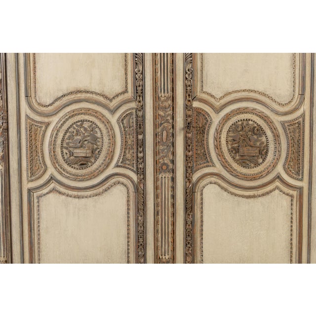 Antique French Painted Armoire in Wood, 1700s For Sale - Image 4 of 18