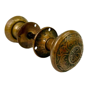 19th Century Antique American Bronze Door Knobs With Rosettes