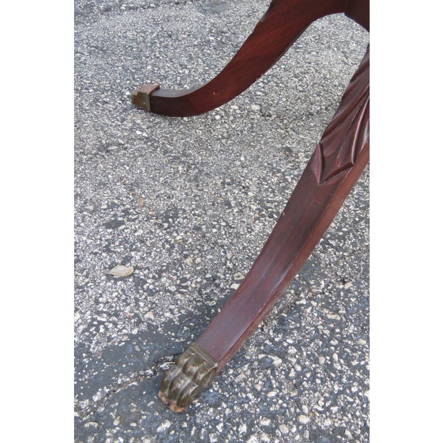 1940s Mahogany Oval Harp Design Claw Feet Side End Table For Sale - Image 11 of 14