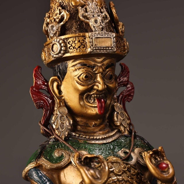 Bronze Vintage Gilt Bronze Figure of Zasram, Protector Deity For Sale - Image 8 of 9