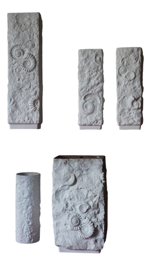 Vintage German Vases with Fossil Design in Biscuit Porcelain from AK Kaiser, 1960s, Set of 5