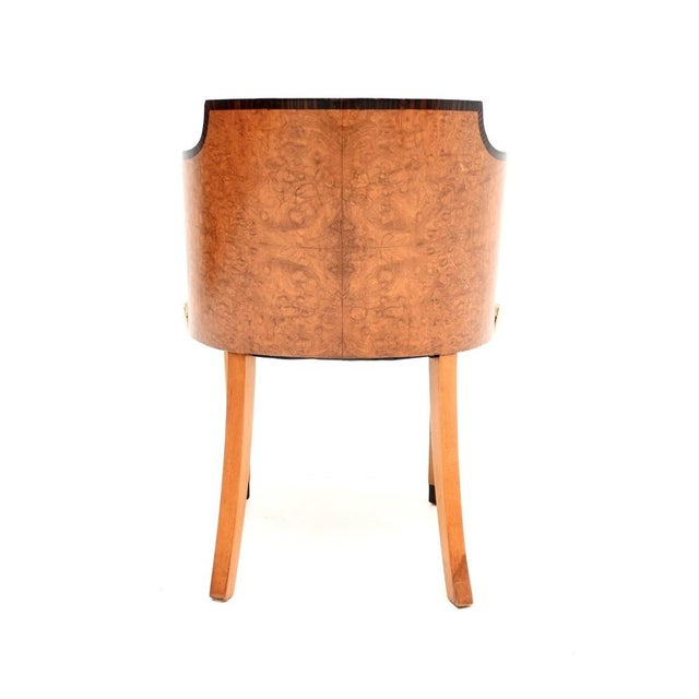 Brown Art Deco Burr Walnut and Leather Armchair, 1930 For Sale - Image 8 of 10