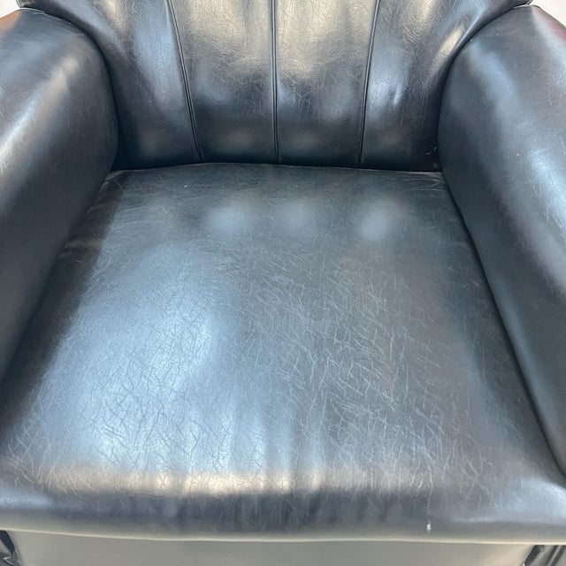 Mid-Century Modern Art Deco Black Leather Club Chair, 1950s For Sale - Image 3 of 10