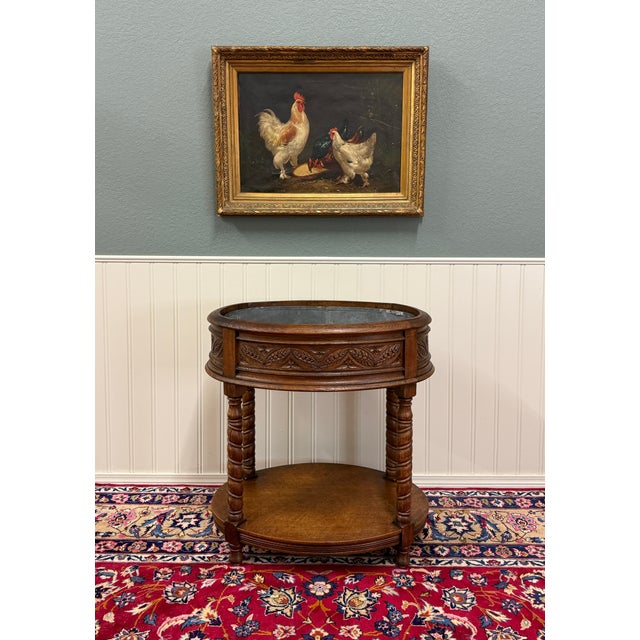 Wood Antique French Oak Barley Twist Standing Planter Jardinière Liner C. 1930s For Sale - Image 7 of 17