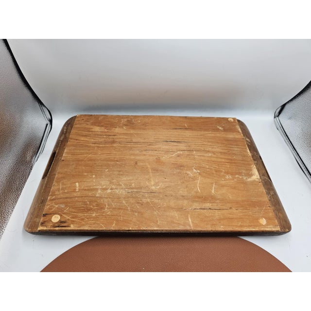 Art deco, wooden tray, dimensions: height with handle 3.7 cm, width 46.5 cm, depth 28 cm.