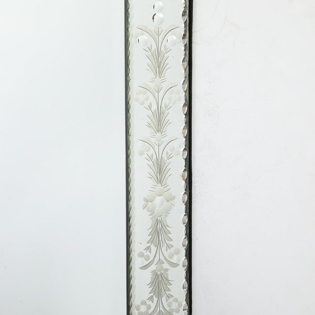 Mid-Century Reversed Etched Venetian Glass Mirror With Chain Beveled Detailing For Sale - Image 15 of 17