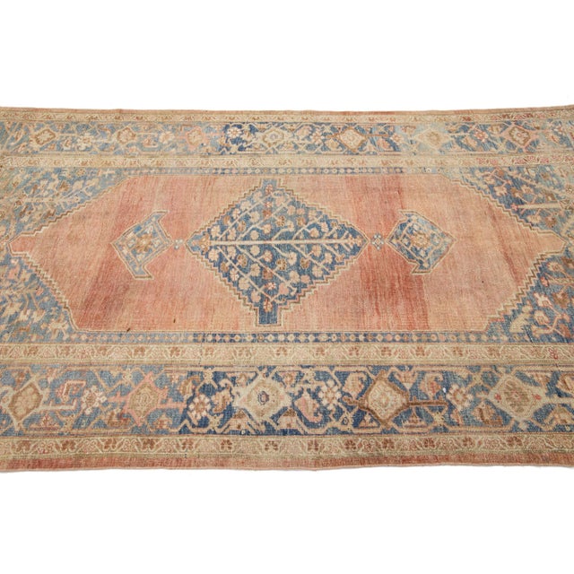 1900 - 1909 1900's Room-Sized Wool Rug Rustic Antique Bidjar Design With Medallion Motif For Sale - Image 5 of 9