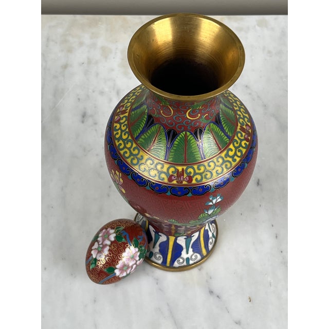 Vintage Chinese Cloisonné Vase and Egg For Sale - Image 4 of 8
