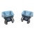 Pair of Hollywood Regency Scrolled Iron & Glass Side Tables With Stone Inset Shelves For Sale