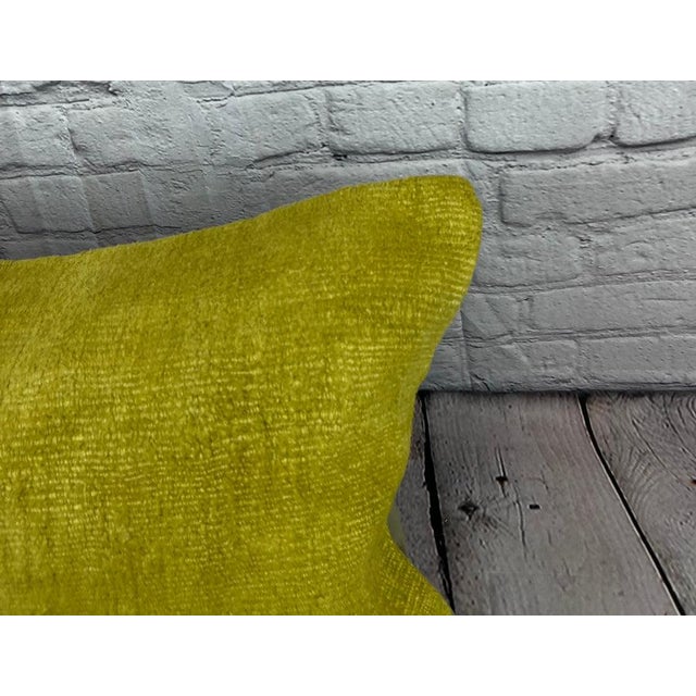 Turkish 16 x 24 Hemp Pillow Turkish Cushion Natural Green Pillow Cushion Cover For Sale - Image 3 of 4
